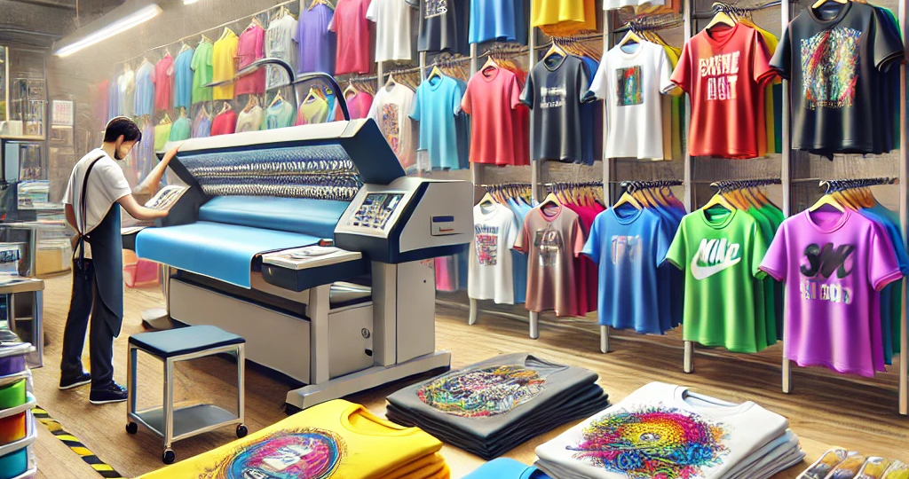 Ilustrasi kaos sablon berkualitas dengan bahan cotton combed dan hasil sablon yang tahan lama.